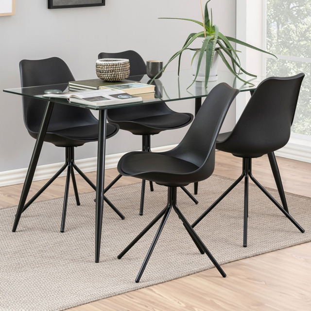 Florence Wilma 4 Seater Glass Top Dining Table - Black - Furniture To Go - Wilko - image 1