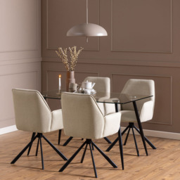 Florence Wilma 4 Seater Glass Top Dining Table - Black - Furniture To Go - Wilko - thumbnail 6