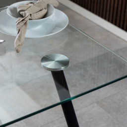 Florence Wilma 4 Seater Glass Top Dining Table - Black - Furniture To Go - Wilko - thumbnail 5