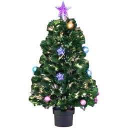 Shatchi Baubles and Stars Fibre Optic Artificial Christmas Tree 3ft - Green - Wilko - thumbnail 1