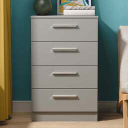 Crowndale Contrast 4 Drawer Dusk Grey Midi Chest of Drawers Ready Assembled - Wilko - thumbnail 1