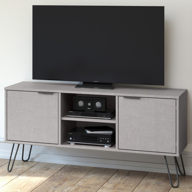 Augusta 2 Door Grey Flat Screen TV Unit - Size: 39 x 114 x 57cm - Wilko - image 1