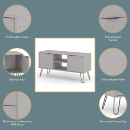 Augusta 2 Door Grey Flat Screen TV Unit - Size: 39 x 114 x 57cm - Wilko - thumbnail 7
