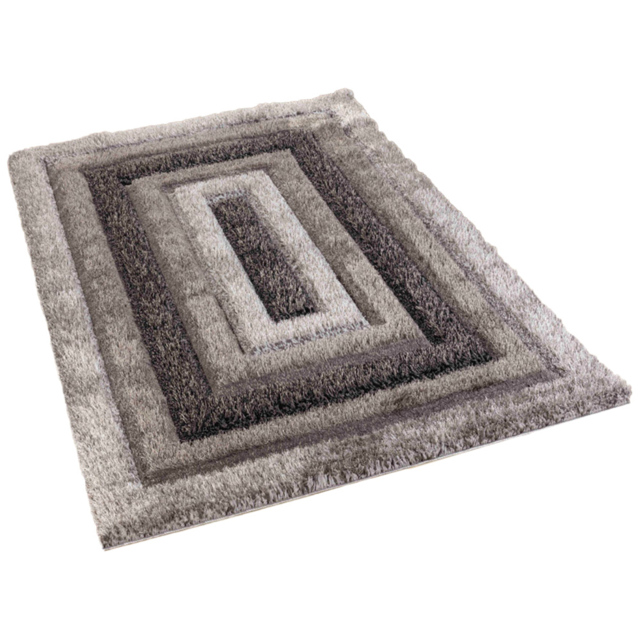 Desire Rug Modern Grey Bordered Shimmer Soft Shaggy Area Rug 80 x 150cm - Desire Rugs - Wilko - image 1