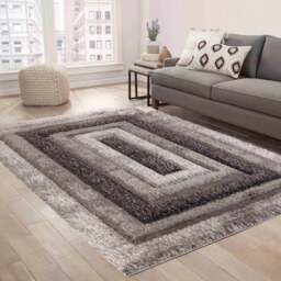 Desire Rug Modern Grey Bordered Shimmer Soft Shaggy Area Rug 80 x 150cm - Desire Rugs - Wilko - thumbnail 5