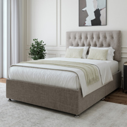 Bedmaster Single Slate Linen Divan Base with Lona Headboard - Grey - Wilko