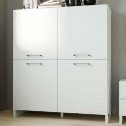 Florence Sali 4 Door Light Grey Highboard - Size: 138.6 x 109.9 x 41.1cm - Wilko