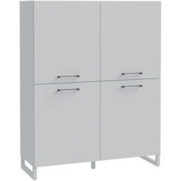 Florence Sali 4 Door Light Grey Highboard - Size: 138.6 x 109.9 x 41.1cm - Wilko - thumbnail 3