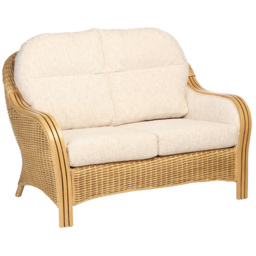 Desser Furniture Centurion 2 Seater Natural Rattan and Cotton Cream Sofa - Brown - Wilko - thumbnail 3