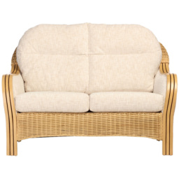 Desser Furniture Centurion 2 Seater Natural Rattan and Cotton Cream Sofa - Brown - Wilko - thumbnail 4