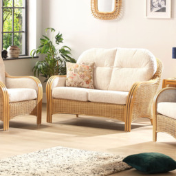 Desser Furniture Centurion 2 Seater Natural Rattan and Cotton Cream Sofa - Brown - Wilko - thumbnail 6
