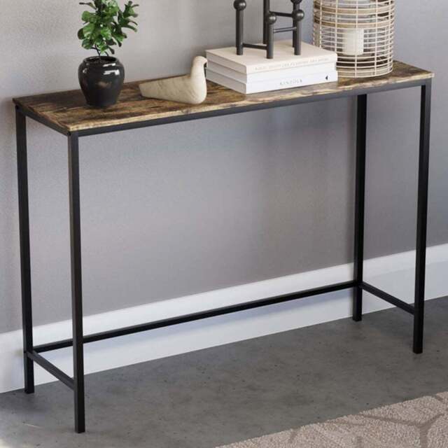 Vida Designs Brooklyn Dark Wood Industrial Console Table - Size: 30 x 100 x 74cm - Brown - Wilko - image 1