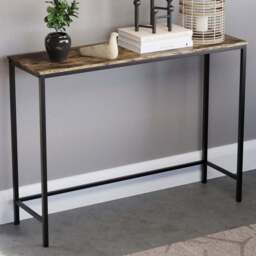 VIDA DESIGNS Brooklyn Dark Wood Industrial Console Table - Size: 30 x 100 x 74cm - Brown - Wilko