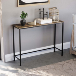 Vida Designs Brooklyn Dark Wood Industrial Console Table - Size: 30 x 100 x 74cm - Brown - Wilko - thumbnail 7