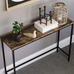 Vida Designs Brooklyn Dark Wood Industrial Console Table - Size: 30 x 100 x 74cm - Brown - Wilko - thumbnail 4