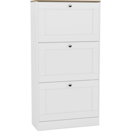 Vida Designs 3 Drawer White and Oak Effect Shoe Cabinet - Size: 117 x 58 x 23.5cm - White & Oak - Wilko - thumbnail 3