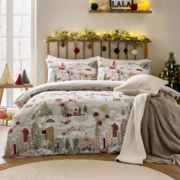 Furn Double Joy To All Printed Reversible Duvet Set - White - Wilko