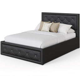 GFW Hollywood Double Black Gas End Lift Ottoman Bed with Buttoned Headboard - Wilko - thumbnail 5