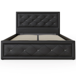GFW Hollywood Double Black Gas End Lift Ottoman Bed with Buttoned Headboard - Wilko - thumbnail 3