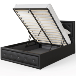 GFW Hollywood Double Black Gas End Lift Ottoman Bed with Buttoned Headboard - Wilko - thumbnail 6