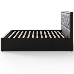 GFW Hollywood Double Black Gas End Lift Ottoman Bed with Buttoned Headboard - Wilko - thumbnail 4