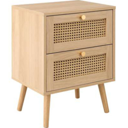 Croxley 2 Drawer Oak Rattan Bedside Cabinet - Brown - Birlea - Wilko - thumbnail 3
