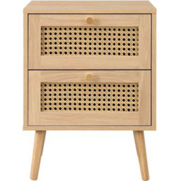 Croxley 2 Drawer Oak Rattan Bedside Cabinet - Brown - Birlea - Wilko - thumbnail 4