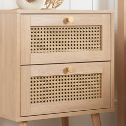 Croxley 2 Drawer Oak Rattan Bedside Cabinet - Brown - Birlea - Wilko - thumbnail 7