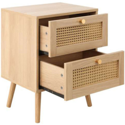 Croxley 2 Drawer Oak Rattan Bedside Cabinet - Brown - Birlea - Wilko - thumbnail 5
