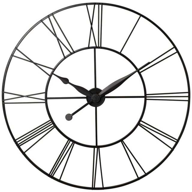 Living and Home Dark Grey Large Vintage Cut Out Metal Wall Clock 60cm - Size: 60 x 62 x 5cm - Charcoal Grey - Wilko - image 1