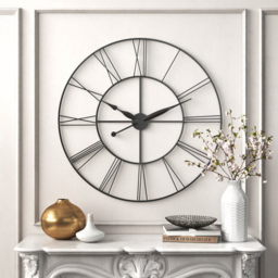 Living and Home Dark Grey Large Vintage Cut Out Metal Wall Clock 60cm - Size: 60 x 62 x 5cm - Charcoal Grey - Wilko - thumbnail 5