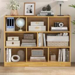 Costway 8 Cube Yellow Wooden Bookcase - Size: 8 Shelf - Wilko