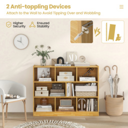 Costway 8 Cube Yellow Wooden Bookcase - Size: 8 Shelf - Wilko - thumbnail 7