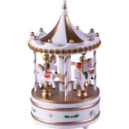 St Helens White Xmas Carousel Music Box - Size: 230 x 140 x 140cm - Wilko - thumbnail 1
