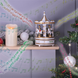 St Helens White Xmas Carousel Music Box - Size: 230 x 140 x 140cm - Wilko - thumbnail 5