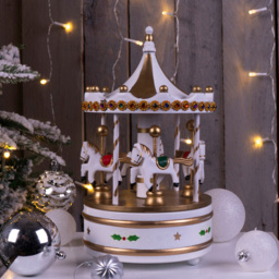 St Helens White Xmas Carousel Music Box - Size: 230 x 140 x 140cm - Wilko - thumbnail 3