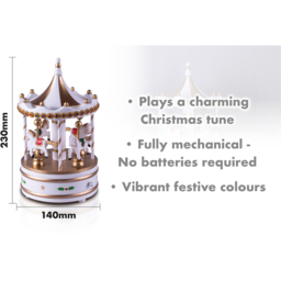 St Helens White Xmas Carousel Music Box - Size: 230 x 140 x 140cm - Wilko - thumbnail 7