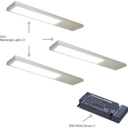 Sorrelis Zyra Aluminium Rectangle Slim 3 Warm White Light Kit - Size: 0.65 x 4 x 20cm - Silver - Wilko - thumbnail 4