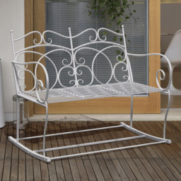 Outsunny 2 Seater White Rocking Bench - Cream - Wilko