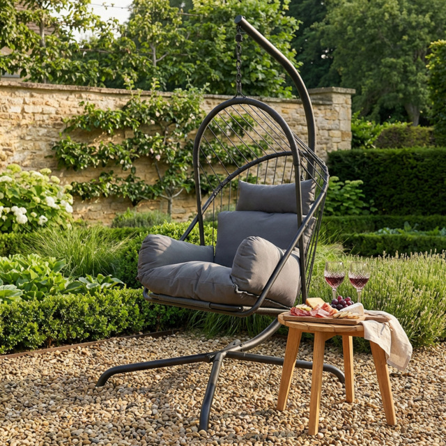 Apollo Hanging Chair Black - Outdoor Essentials - Wilko - image 1
