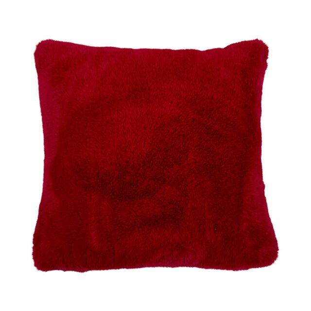Rabbit Faux Fur Plain Cushion Red - Wilko - image 1