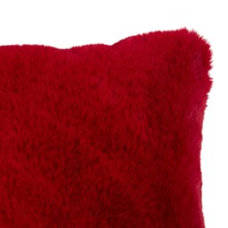 Rabbit Faux Fur Plain Cushion Red - Wilko - thumbnail 3
