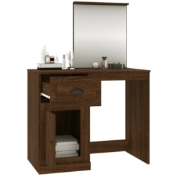 vidaXL Single Door Single Drawer Brown Oak Dressing Table with Mirror - Size: 132.5 x 90 x 50cm - Wilko - thumbnail 6