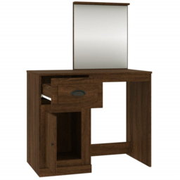 vidaXL Single Door Single Drawer Brown Oak Dressing Table with Mirror - Size: 132.5 x 90 x 50cm - Wilko - thumbnail 4