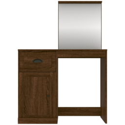 vidaXL Single Door Single Drawer Brown Oak Dressing Table with Mirror - Size: 132.5 x 90 x 50cm - Wilko - thumbnail 7