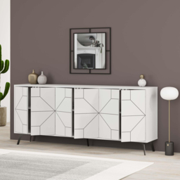 Dune 6 Door White Console Table - Size: 77.4 x 183.8 x 35cm - Decortie - Wilko - thumbnail 5