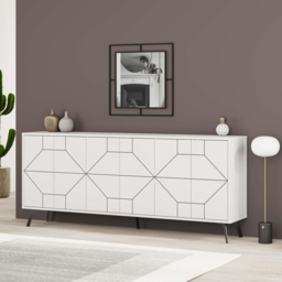 Dune 6 Door White Console Table - Size: 77.4 x 183.8 x 35cm - Decortie - Wilko - thumbnail 6