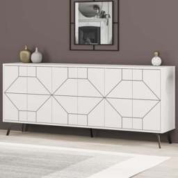 Dune 6 Door White Console Table - Size: 77.4 x 183.8 x 35cm - Decortie - Wilko - thumbnail 1