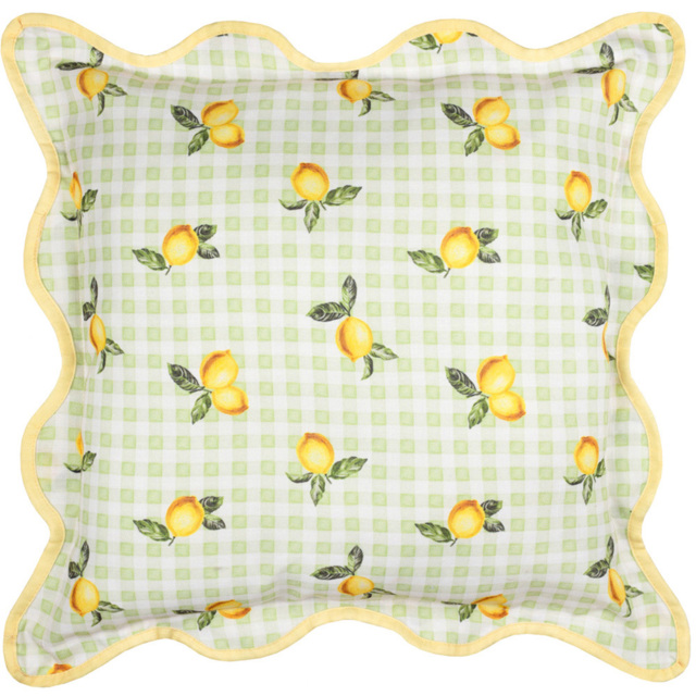 Furn Fruits Green Lemons Gingham Check Cushion 45 x 45cm - Wilko - image 1