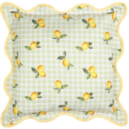 Furn Fruits Green Lemons Gingham Check Cushion 45 x 45cm - Wilko